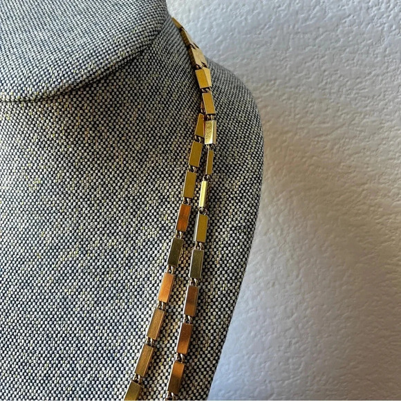 Monet Signed Vintage Gold Plated Paperclip Link Necklace 26” - Picture 3 of 6